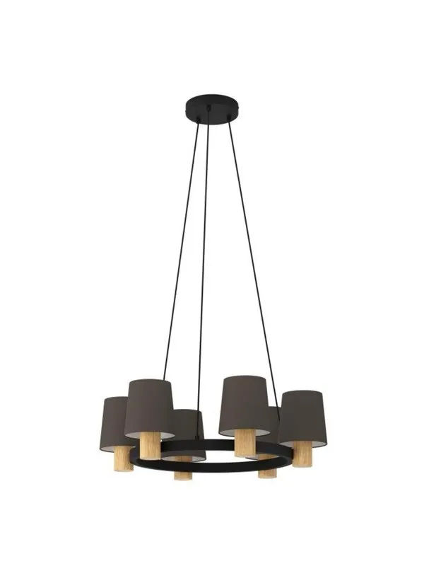 EGLO EDALE LYSEKRONE 6L E27 Ø700 SORT/TRÆ/CAPPUCCINO