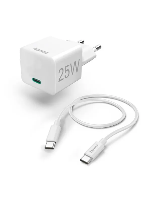Hama Charger USB-C with USB-C Cable PD 25W 1.5m Cable White