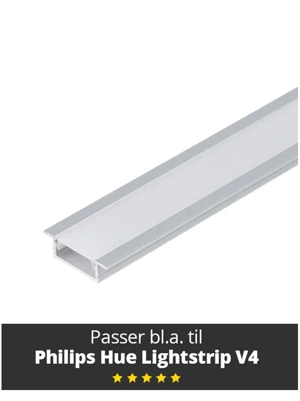 Light Solutions Aluminiumsprofil - Model G til Philips Hue og WiZ - Alu