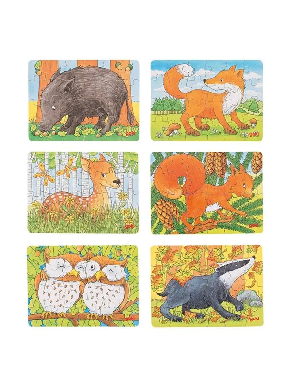 Goki Wooden Mini Puzzle Forest Animal 24 pcs. Tre