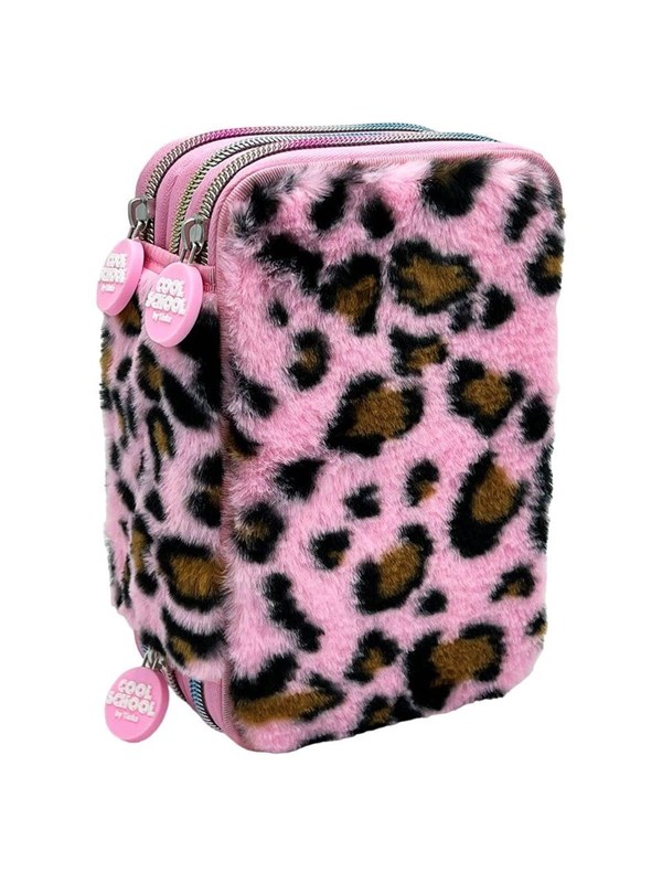 Tinka Triple Pencilcase - Leopard Rosa