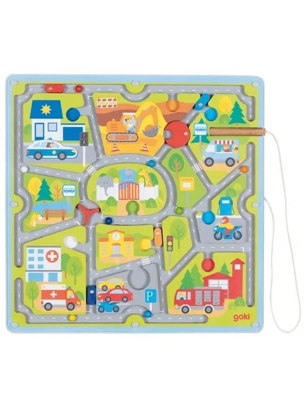 Goki - Wooden Magnet Maze Small Town
