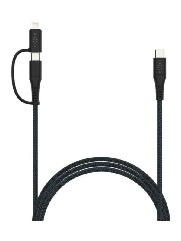 FIXED 2in1 Combo 60W - USB-C <-> USB-C / Lightning - 2m - Svart