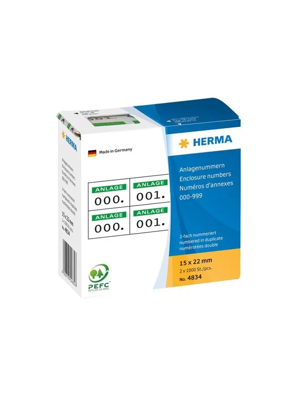 HERMA self-adhesive number labels - 2000 label(s) - 15 x 22 mm