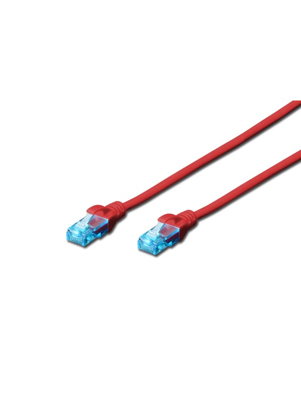 DIGITUS CAT 5e U-UTP Patch Cord - 0.5m - Rød - 0.5 meter