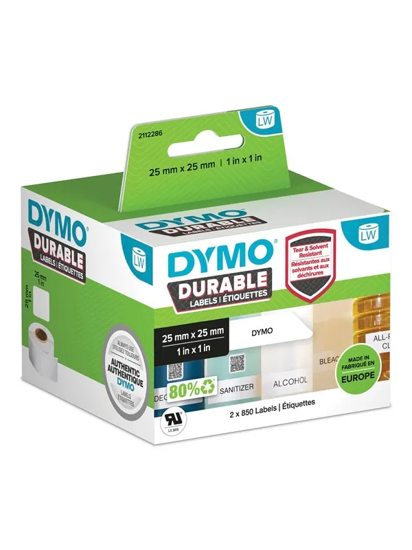 DYMO LabelWriter Durable kvadratiske multifunksjonelle etiketter, 25mm x 25mm