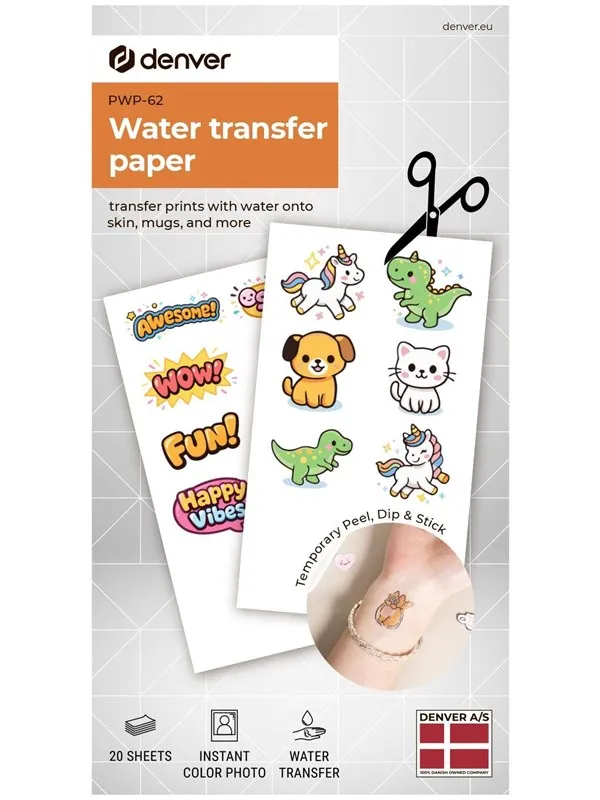 DENVER PWP-62 - Water tranfer photo print paper for Denver MCP-6010 printer