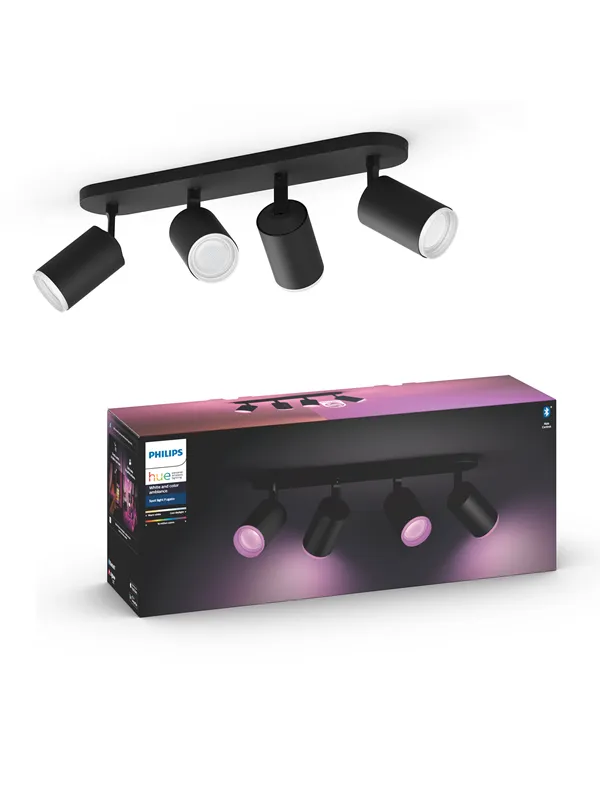 Philips Hue Fugato Plate/Spiral 4x5.7W Spots - Svart