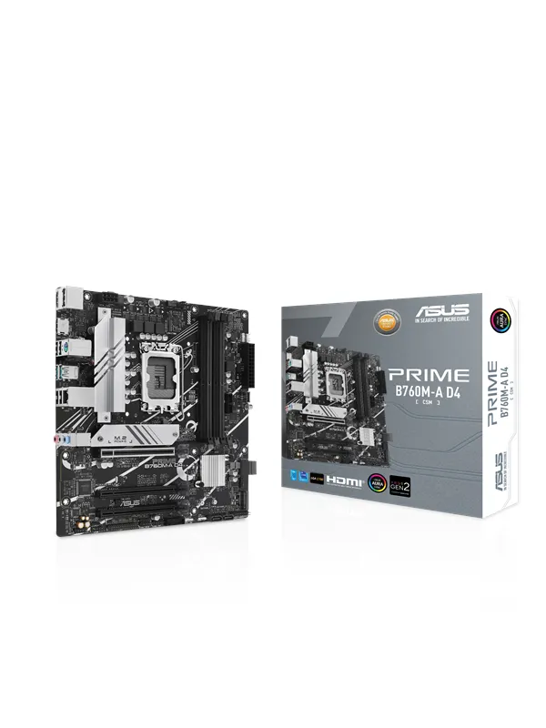 ASUS PRIME B760M-A D4-CSM (V2) Hovedkort - Intel B760 - Intel LGA1700 socket - DDR4 RAM - Micro-ATX