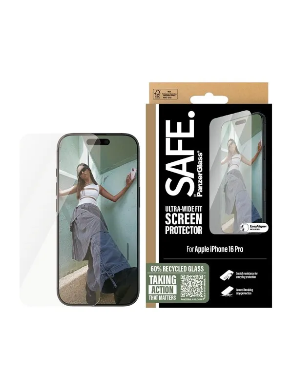 SAFE by PanzerGlass Screen Protector iPhone 16 Pro  | Ultra-Wide Fit