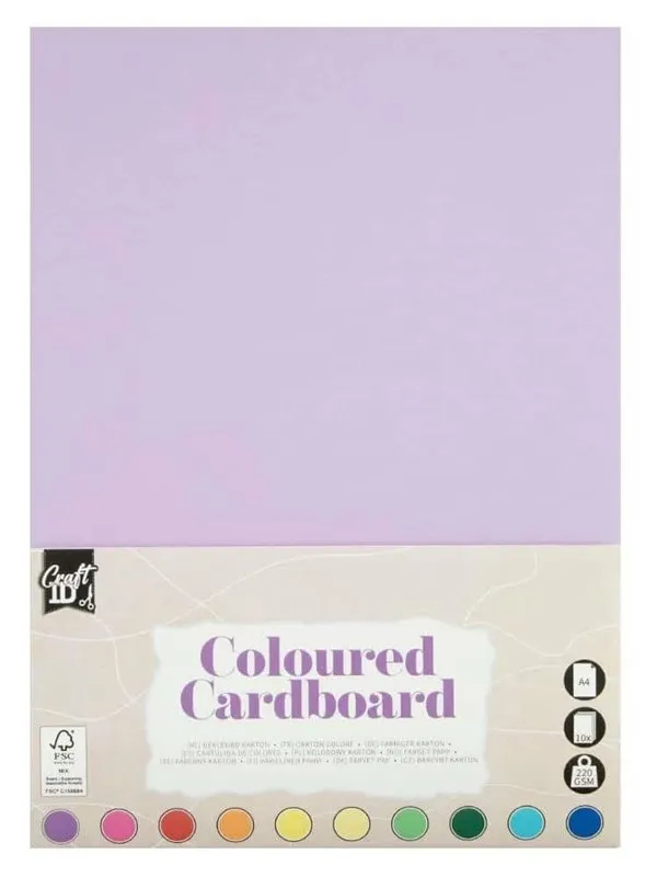 Creative Craft Group Cardboard A4 220g. 10 sheets ass. colors.