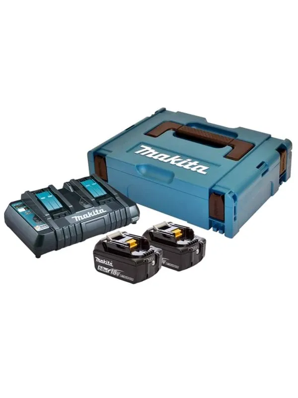 Makita 18v battery pack li-ion 2x5.0ah quick charger and a makpac s