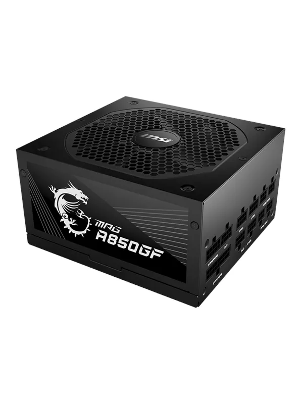 MSI MPG A850GF Strømforsyning (PSU) - 850 Watt - 140 mm - ATX - 80 Plus Gold sertifisert
