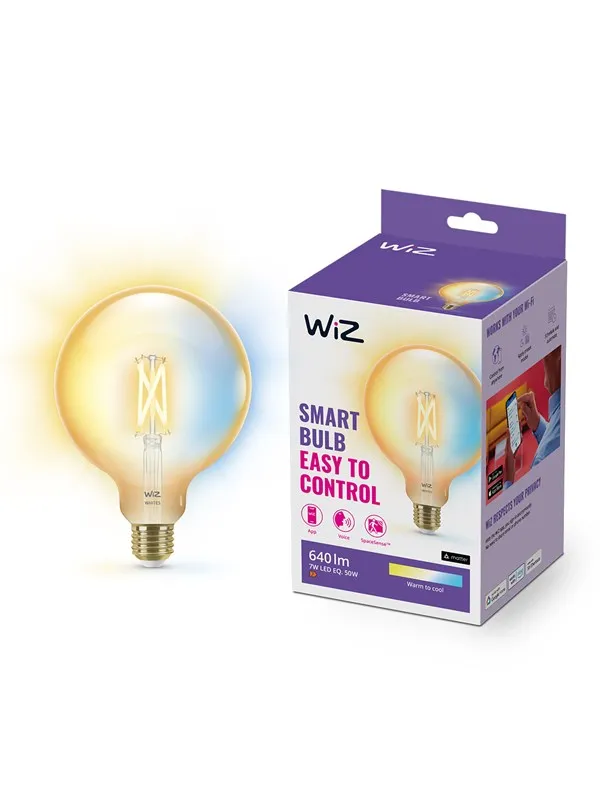 WiZ Tunable G125 E27 Amber Smart Filament Globe Bulb - Dimbar varm til kald hvit LED
