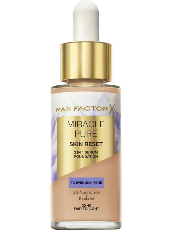 Max Factor Miracle Pure 2in1 Skin Reset Serum Foundation 30-40 Fair to Light