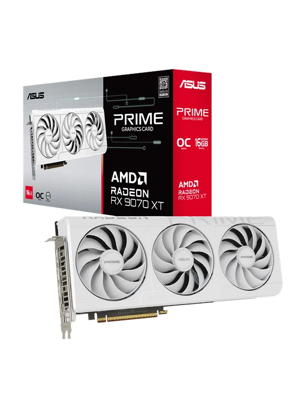 ASUS Radeon RX 9070 XT Prime OC White - 16GB GDDR6 RAM - Grafikkort
