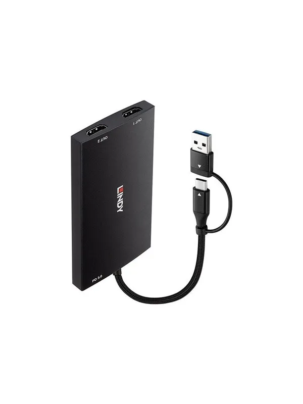 Lindy USB Type A and C to Dual HDMI 4K60 Converter