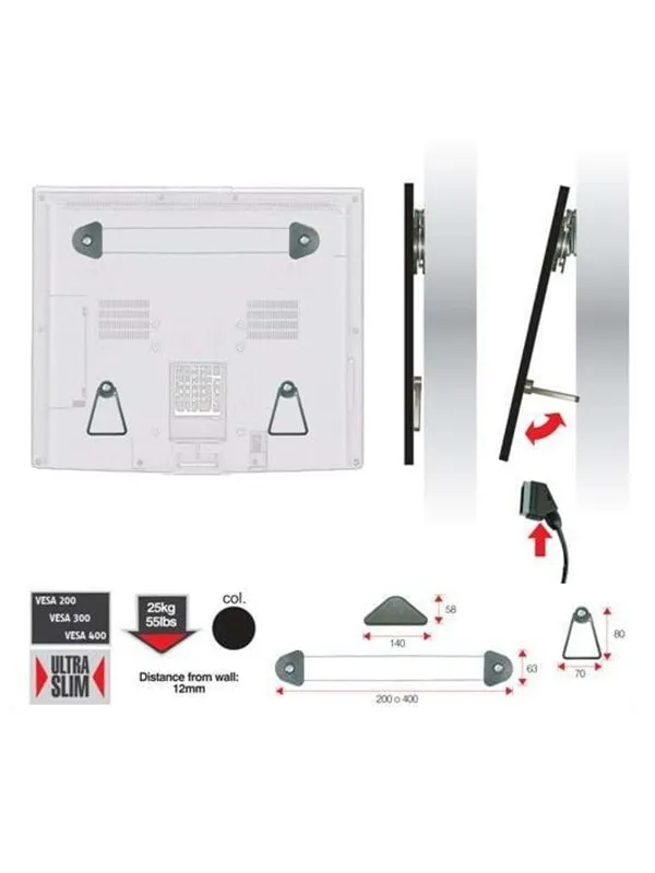 ConnecTech TV Wall Mount - 32"-55" - Max 30 kg - recommended for 55"