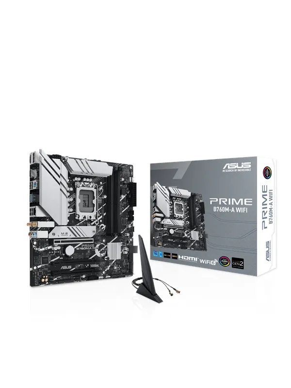 ASUS PRIME B760M-A WIFI (V2) Hovedkort - Intel B760 - Intel LGA1700 socket - DDR5 RAM - Micro-ATX