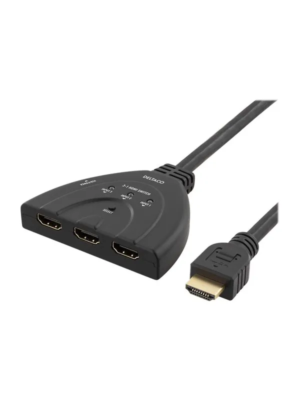 Deltaco HDMI Switch  3 inputs to 1 output 4K in