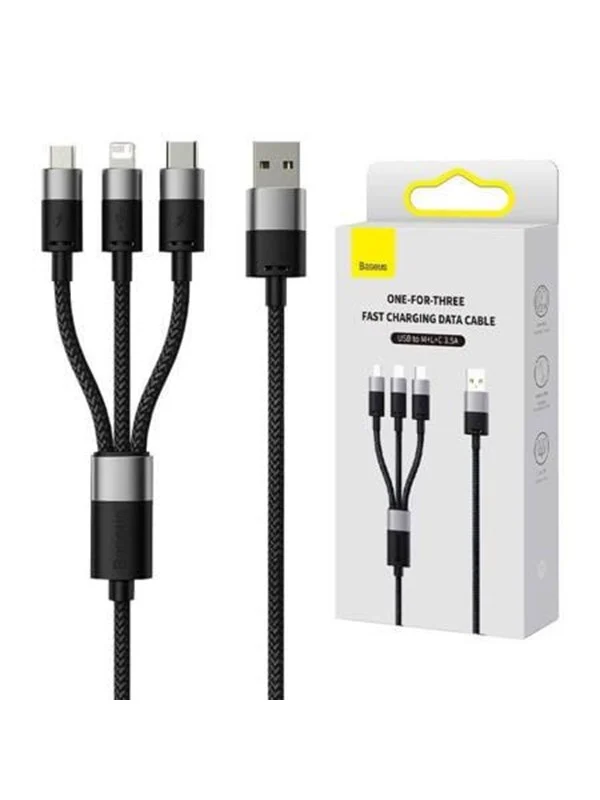 Baseus 3in1 USB cable  StarSpeed Series USB-C + Micro + Lightning 3.5A 1.2m (Black)
