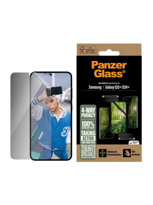 PanzerGlass ECO MATRIX 4-way Privacy Screen Protector Samsung Galaxy S25+ | Ultra-wide Fit