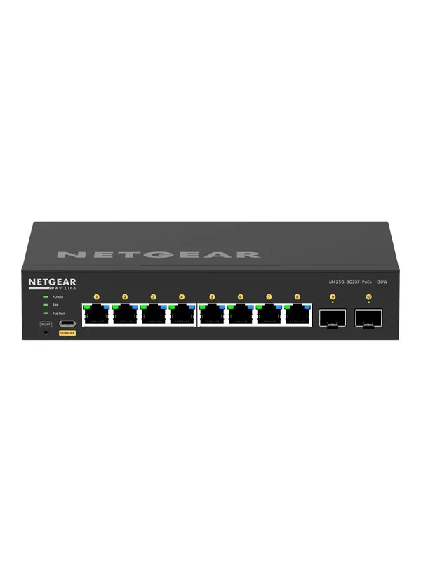 Netgear AV Line M4250-8G2XF-PoE+ (GSM4210PX) 8x1G PoE+ 220W and 2xSFP+ Managed Switch