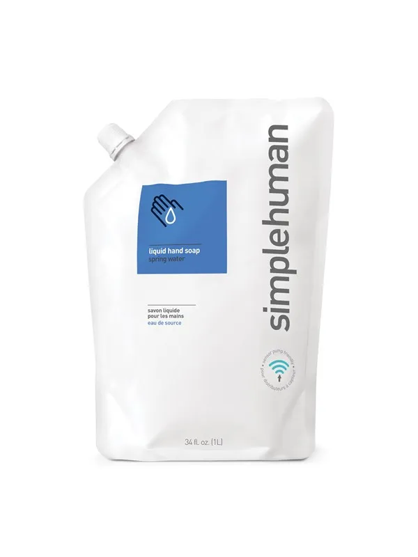 Simplehuman 1L flytende håndsåpe refill pose, kildevann
