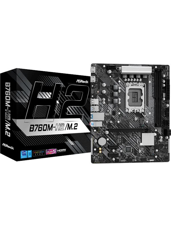 ASRock B760M-H2/M.2 Hovedkort - Intel B760 - Intel LGA1700 socket - DDR5 RAM - Micro-ATX