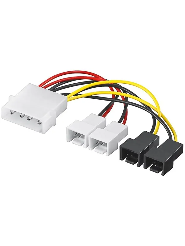Pro Power cable/adapter for PC fans 5.25 inch male to fan 2x 12 V/2x 5 V