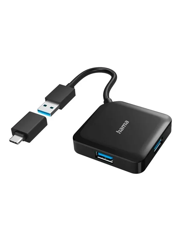 Hama - hub - 4 ports USB-hub - USB 3.1 - 4 porter - Svart