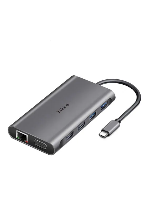 Zikko USB-C 11-in-1 Hub (Space Grey) USB-hub - USB 3.0 - 11 porter - Grå