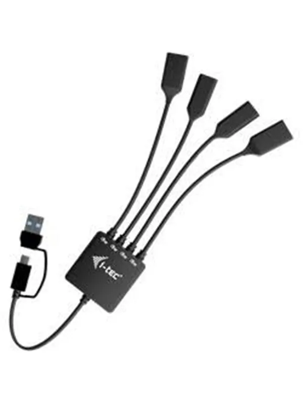 I-Tec - hub - USB-C/USB-A cable - 4 ports USB-hub - 4 porter - Svart