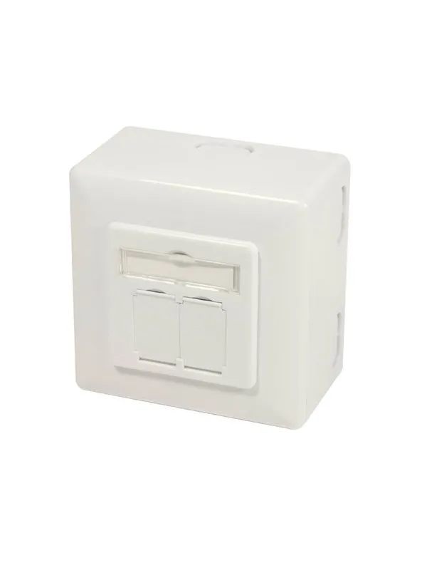 LogiLink NP0124 Cat.6A wall outlet 2 x RJ45 shielded with backbox pure white