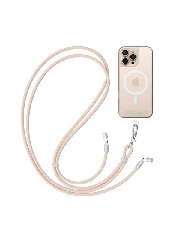 Satechi OntheGo Crossbody Lanyard with multi-device charging cable - Desert Rose