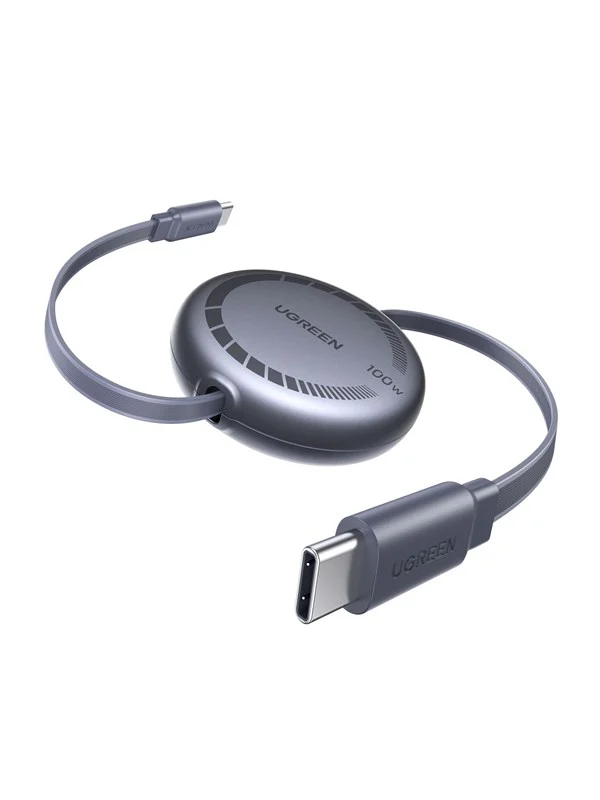 UGREEN USB-C til USB-C PD Hurtigladende uttrekkbar kabel, 1 m