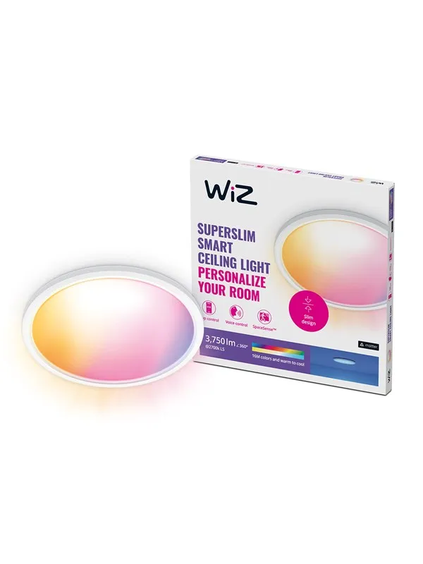 WiZ SuperSlim Smart Taklampe, 32W, Justerbar Hvit og Dimbar, Ultra-Slim Moderne Design, Hvit