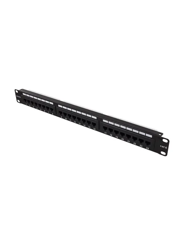 Deltaco PAN-108 UTP patchpanel 24xRJ45 Cat6 Krone-"connecter" 1U 19" metal