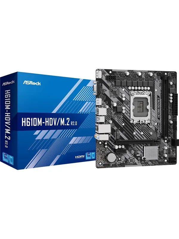 ASRock H610M-HDV/M.2 R2.0 Hovedkort - Intel H610 - Intel LGA1700 socket - DDR4 RAM - Micro-ATX