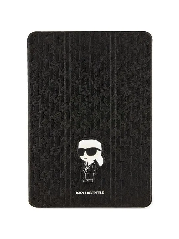Karl Lagerfeld Saffiano Monogram Ikonik Case for iPad 10.2" 2019 (7th gen.) Folio Magnet Allover Cover - Black