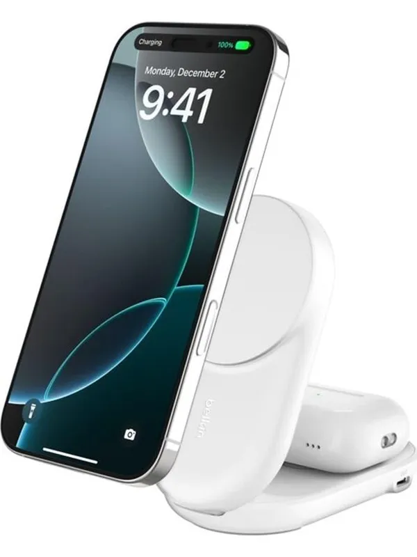 Belkin UltraCharge 25w Qi2 2in1 Magnetic Charger plus USB-C EU White Round