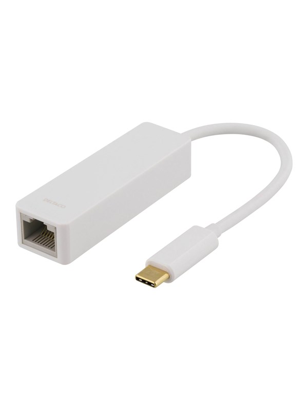 Deltaco USB 3.1 netværksadapter 1xRJ45 1xUSB-C