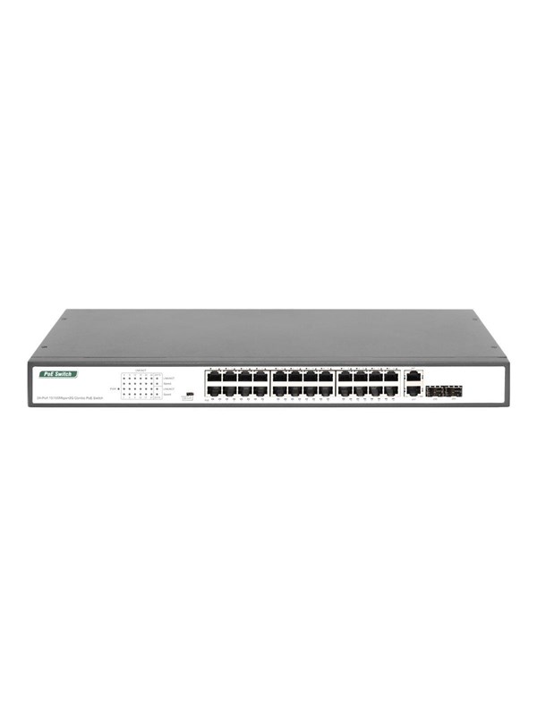 DIGITUS DN-95343  24 Port Fast Ethernet PoE Switch 19 Inch Unmanaged 2 Uplinks