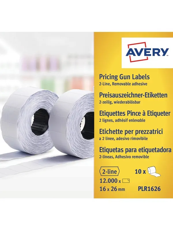 Avery Hvite avtagbare prisetiketter , Hvite, 26 x 16 mm, Avtagbar