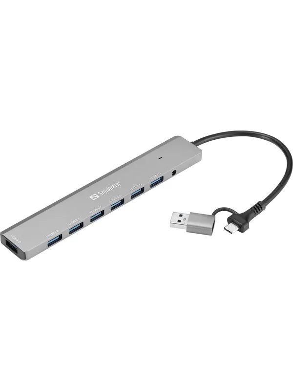 Sandberg 7-Port Type-A USB3.0 Hub USB-hub - USB 3.0 - 7 porter - Sølv