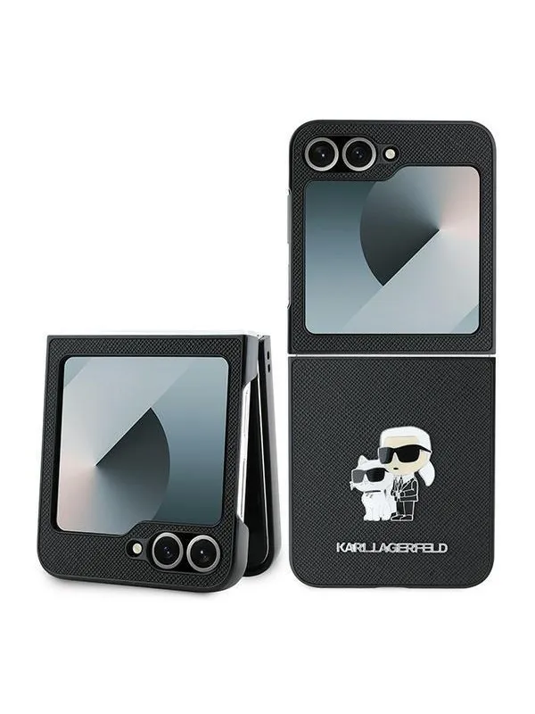 Karl Lagerfeld Saffiano Metal Pin Case for Samsung Galaxy Z Flip 6 - Black