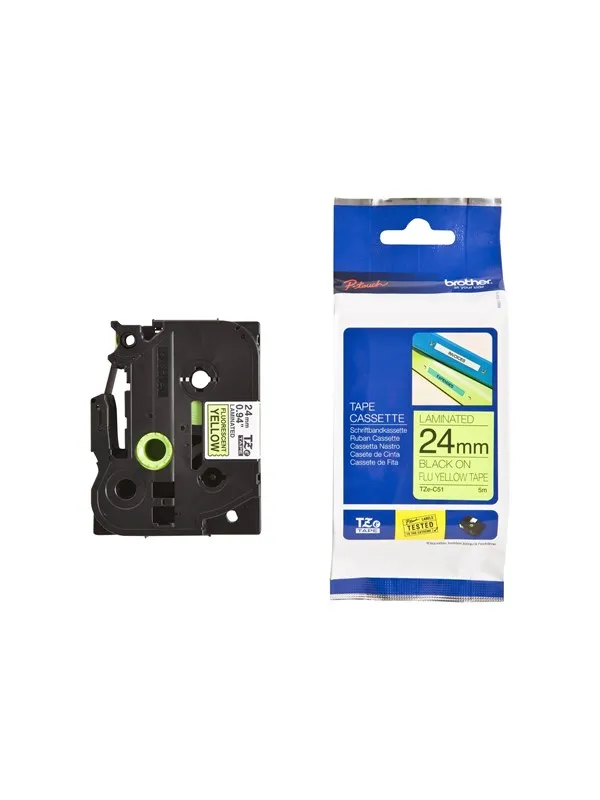 Brother TZEC51 Black on Yellow Roll (2.4cm x 5m)
