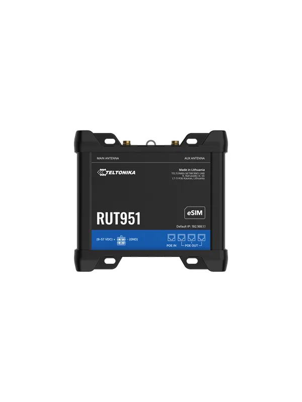 Teltonika RUT951 Industrial PoE+ Cellular Router (RUT951B10J00 / Standard package without PSU) - Wireless router N Standard - 802.11n