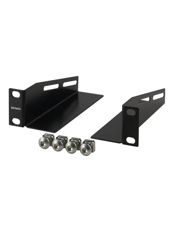 Deltaco L-support Rails 10" Cabinet 1U 136mm deep (2-Pack) Black