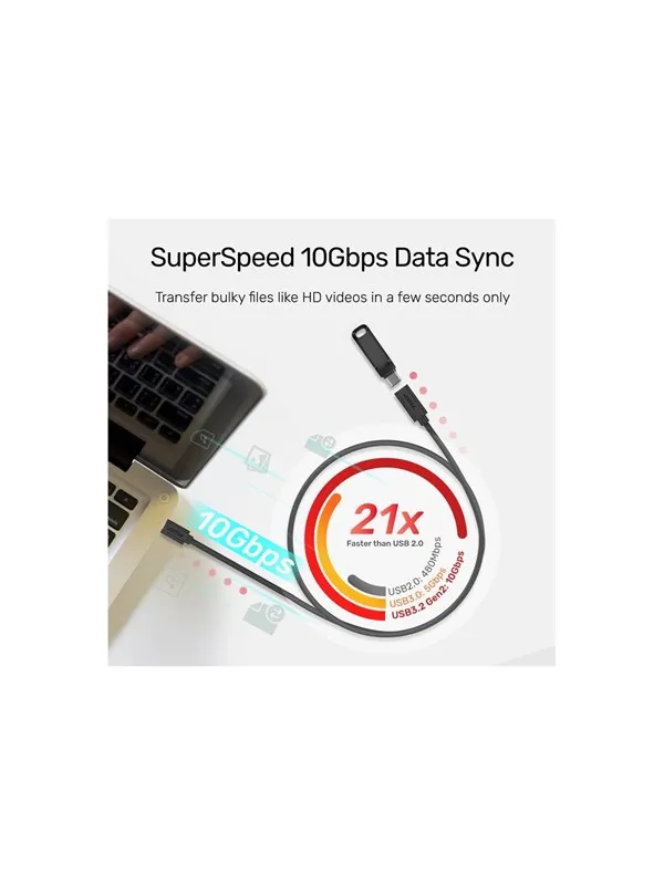 Unitek C14086BK - USB-C extension cable - USB-C to USB-C - 50 cm